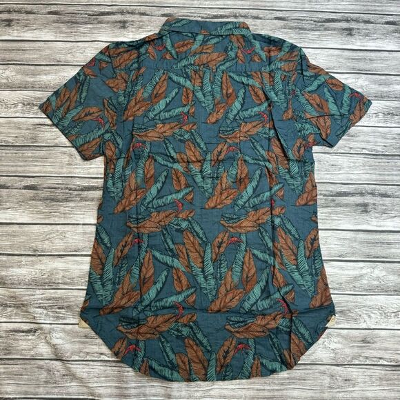 Nifty Genius Men's Casual Button Up Shirt XS Extra Small Teal Blue Green Orange - Picture 2 of 13
